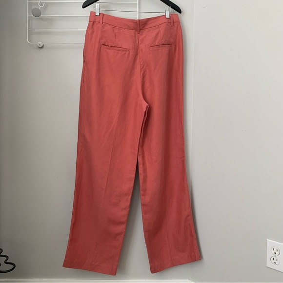 Aritzia Wilfred Effortless Linen Wide leg Pant in Warm Sienna Red Size 12 - Picture 4 of 12
